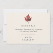 Einfacher Fall Leaf Cream Wedding Bridesmaid Vorsc Einladung (Rückseite)