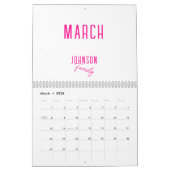 Einfacher Familienname - Heiß rosa Kalender (Mär 2026)