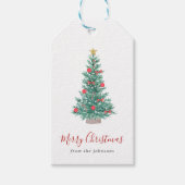 Einfacher festlicher Weihnachtsbaum im Wasserfarbe Geschenkanhänger (Vorderseite)