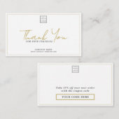 Einfacher Firmenlogo Werbecode Gold Vielen Dank Mitteilungskarte (Vorne/Hinten)