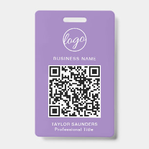 Einfacher Flieder-QR-Code-Mitarbeiter-Ausweis Ausweis