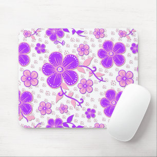 Einfacher Floral-Aquarelldruck Lila und Rosa Mousepad