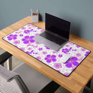 Einfacher Floral-Aquarelldruck Lila und Rosa Schreibtischunterlage