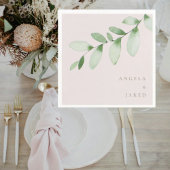 Einfacher Foliage Blush Hochzeitscocktail Serviette