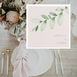 Einfacher Foliage Blush Hochzeitscocktail Serviette