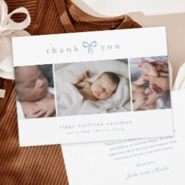 Einfacher Foto-Collage-Babyboy mit Schleife Dankeskarte