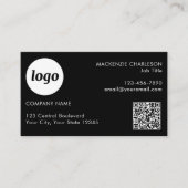 Einfacher Foto-Logo-Text-QR-Code Schwarz Visitenkarte (Vorderseite)