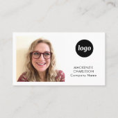 Einfacher Foto-Logo-Text-QR-Code Visitenkarte (Rückseite)