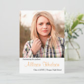 Einfacher Foto-Pfirsich-Name - Einladung (Stehend Vorderseite)