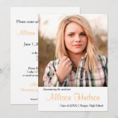 Einfacher Foto-Pfirsich-Name - Einladung (Vorne/Hinten)