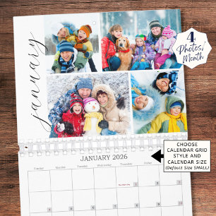 Einfacher Fotocollage-Kalender mit 4 Bildern pro M Kalender