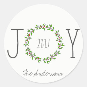 Einfacher Freude-Kranz-Weihnachtsfeiertag Runder Aufkleber