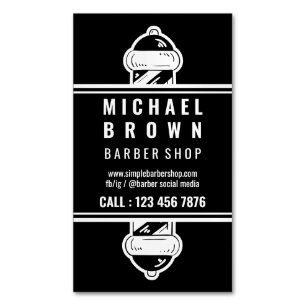 Einfacher Friseur-Pol Minimalistisch Schwarz Weiß Magnetische Visitenkarte