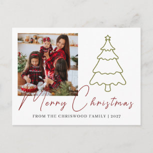 Einfacher Frohe Weihnachten Tannenbaum Familienfot