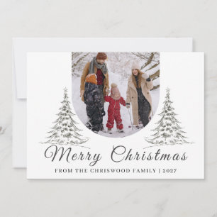 Einfacher Frohe Weihnachten Tannenbaum Familienfot