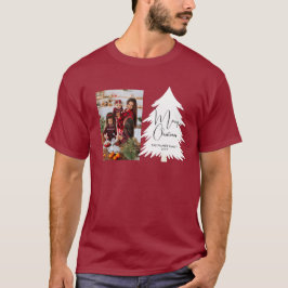 Einfacher Frohe Weihnachten Tannenbaum Familienfot T-Shirt