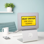 einfacher gehörloser Fahrer Aufkleber (Laptop auf Schreibtisch)
