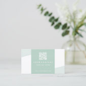 Einfacher geometrischer QR-Code Meeresschutzgrün Visitenkarte (Stehend Vorderseite)