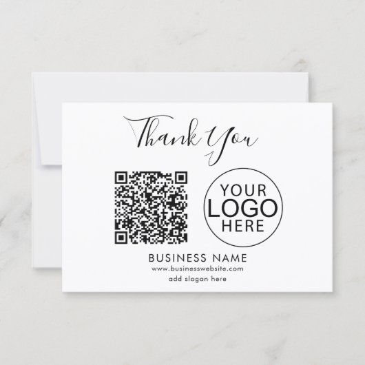 Einfacher Geschäftslogo-QR-Code Danke Mitteilungskarte (Vorderseite)