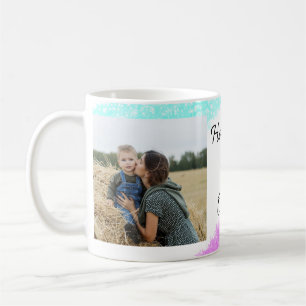 Einfacher Glitter rosa blau Muttertag Name Foto Kaffeetasse