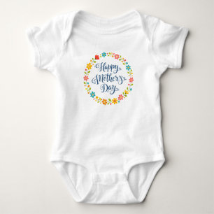 Einfacher glücklicher Muttertag Kalligrafie Floral Baby Strampler