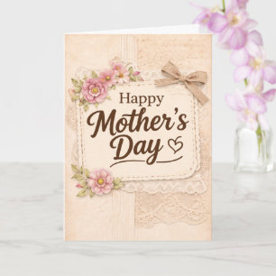 Einfacher glücklicher Muttertag Kalligrafie Floral Karte