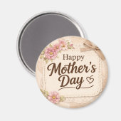 Einfacher glücklicher Muttertag Kalligrafie Floral Magnet (Vorderseite/Rückseite)