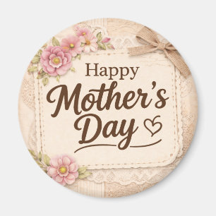Einfacher glücklicher Muttertag Kalligrafie Floral Magnet