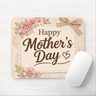 Einfacher glücklicher Muttertag Kalligrafie Floral Mousepad