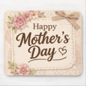 Einfacher glücklicher Muttertag Kalligrafie Floral Mousepad (Vorne)