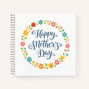 Einfacher glücklicher Muttertag Kalligrafie Floral Notizblock