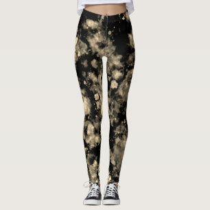Einfacher goldener schwarzer Wasserfarbsplash Leggings