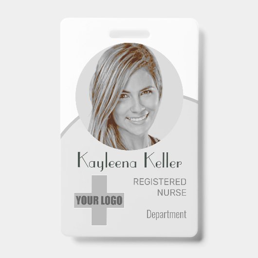 Einfacher grauer Kreis Foto Logo Barcode ID Code Ausweis (Vorderseite)