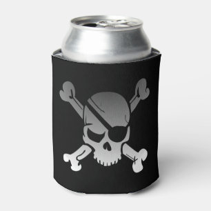 Einfacher grauer Piraten-Totenkopf mit gekreuzter Dosenkühler