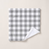 Einfacher grauer und weißer Gingham Badhandtuch Set (Waschlappen)