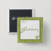 Einfacher grüner Hochzeits-Entwurf Button (Vorne & Hinten)