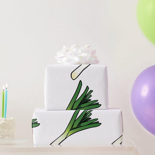 Einfacher Grüner Lauch Gemüse Geschenkpapier