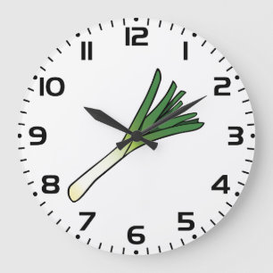 Einfacher Grüner Lauch Gemüse Große Wanduhr