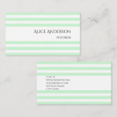 Einfacher, grüner Pastellstreifen Geometrischer Ch Visitenkarte (Vorne/Hinten)