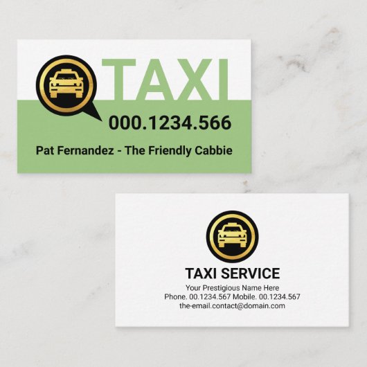 Einfacher grüner Taxi-Service-Layer Visitenkarte (Vorne/Hinten)