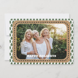 Einfacher, grüner und weißer Weihnachtsbaumhinterg Feiertagskarte