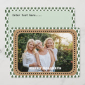 Einfacher, grüner und weißer Weihnachtsbaumhinterg Feiertagskarte (Vorne/Hinten)