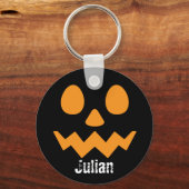 Einfacher Halloween-Jack-o-Lantern-Pumpkin-Name Schlüsselanhänger (Vorderseite)