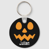Einfacher Halloween-Jack-o-Lantern-Pumpkin-Name Schlüsselanhänger (Rückseite)