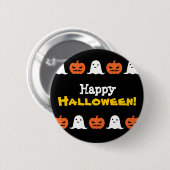 Einfacher Halloween-Kürbis und Geist-Knopf Button (Vorne & Hinten)