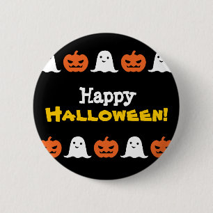 Einfacher Halloween-Kürbis und Geist-Knopf Button