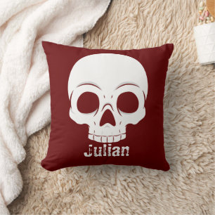 Einfacher Halloween Skull Spookname Kissen