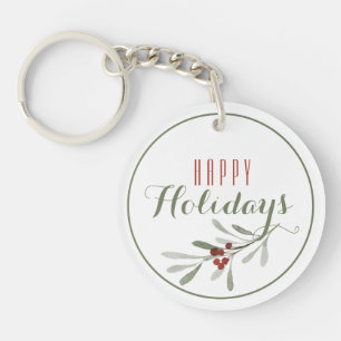 Einfacher Happy Holidays mit Name & Kontaktinforma Schlüsselanhänger