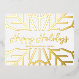 Einfacher Happy Holidays Snowflake Business Gold Folien Feiertagspostkarte