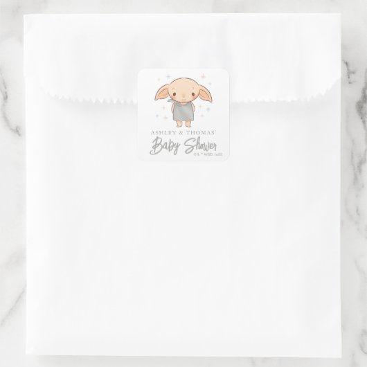 Einfacher Harry Potter - Dobby Baby Shower Quadratischer Aufkleber (Tasche)